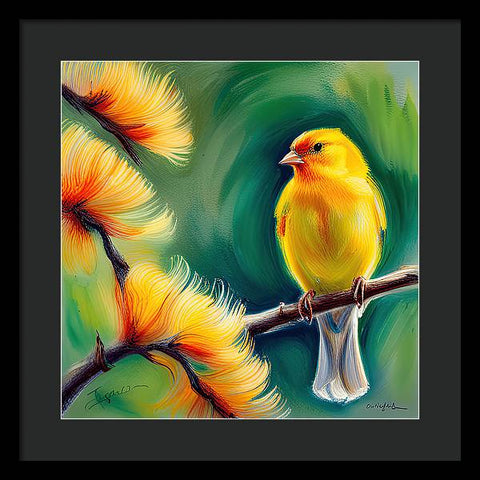 Yellow Bird Painting - Framed Print