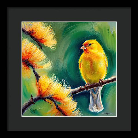 Yellow Bird Painting - Framed Print