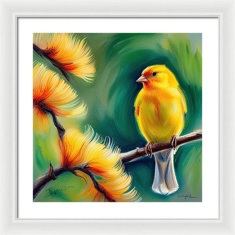 Yellow Bird Painting - Framed Print