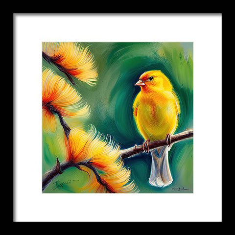 Yellow Bird Painting - Framed Print