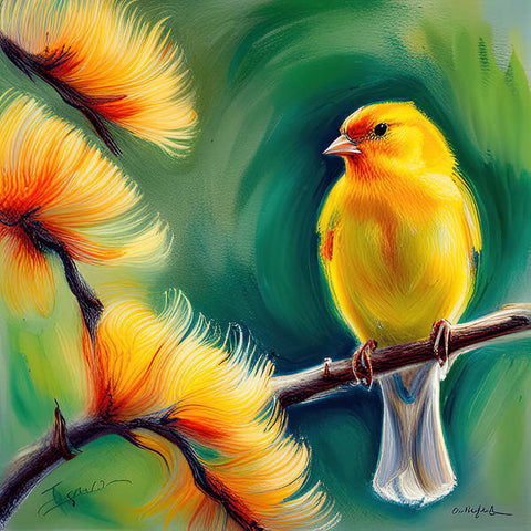 Yellow Bird Painting - Art Print