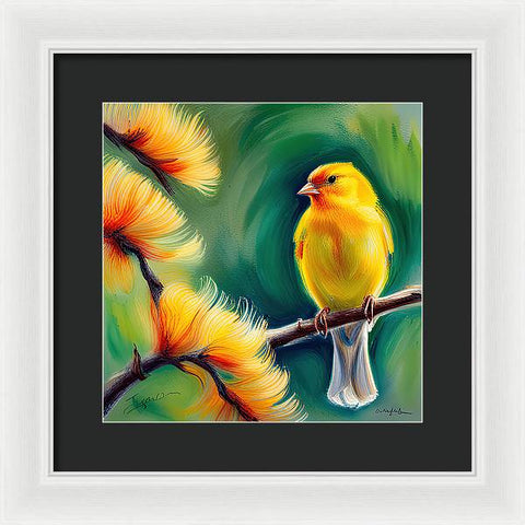 Yellow Bird Painting - Framed Print