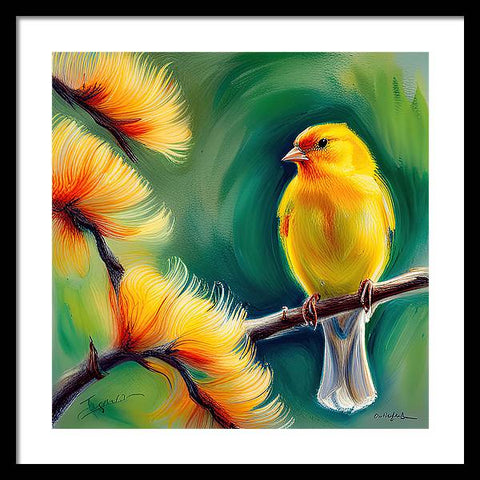 Yellow Bird Painting - Framed Print