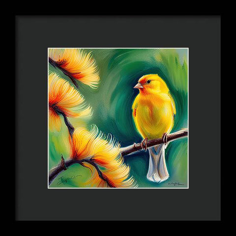 Yellow Bird Painting - Framed Print